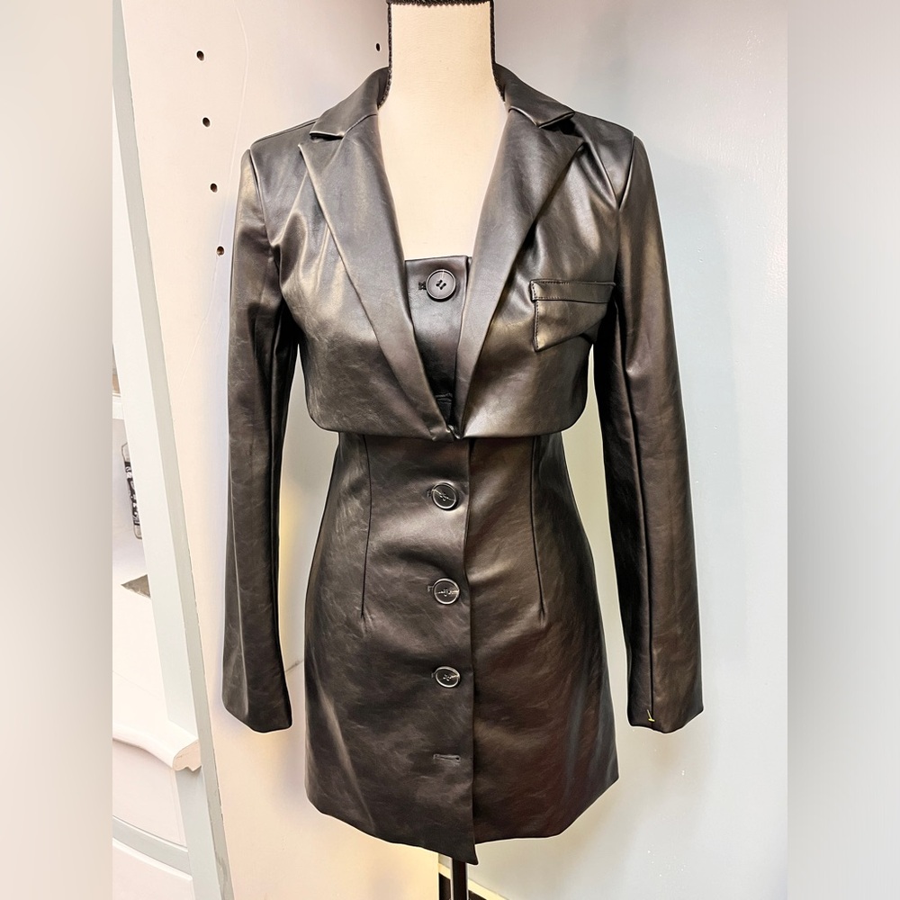 Black leather dress